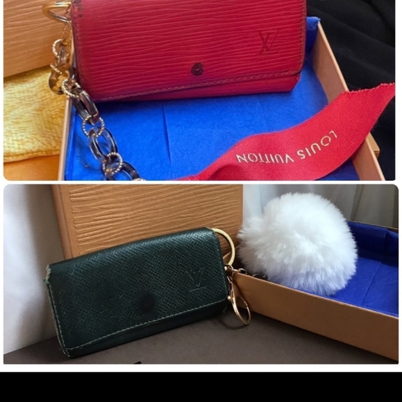 Louis Vuitton Key 🔑 Holders 2 Red Black Leather - Picture 1 of 11